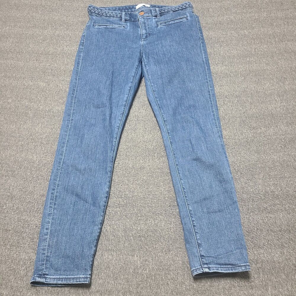 LOFT Modern‎ Skinny Jeans Blue Wash Braided Belt Detail Size 6
